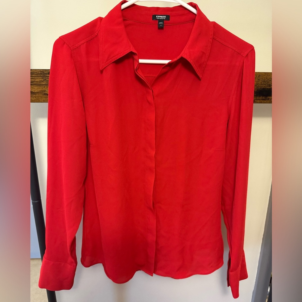 Express portofino button down red shirt